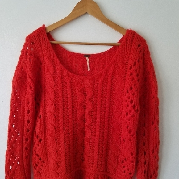 Free People Open Cable Knit Chunky Sweater Small - Picture 4 of 11